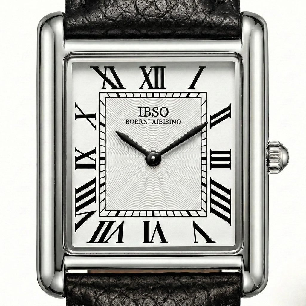 IBSO Tank Square Leather Watch – Elegant Roman Dial