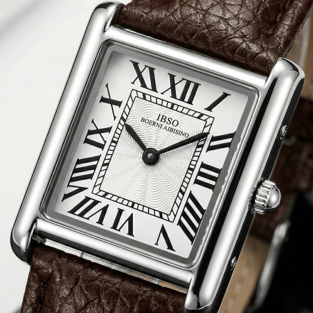 IBSO Tank Square Leather Watch – Elegant Roman Dial
