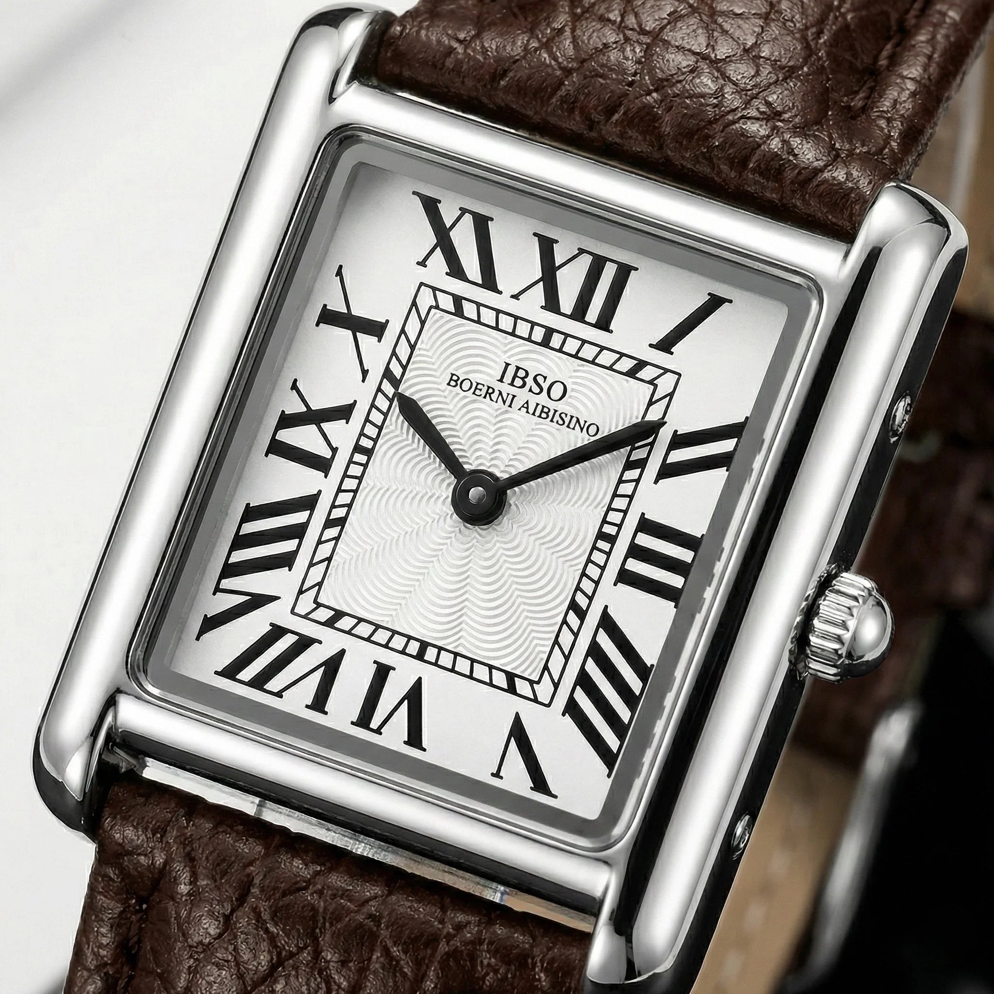 IBSO Tank Square Leather Watch – Elegant Roman Dial