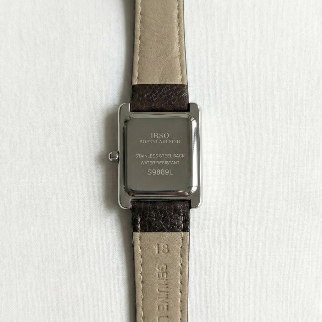 IBSO Tank Square Leather Watch – Elegant Roman Dial