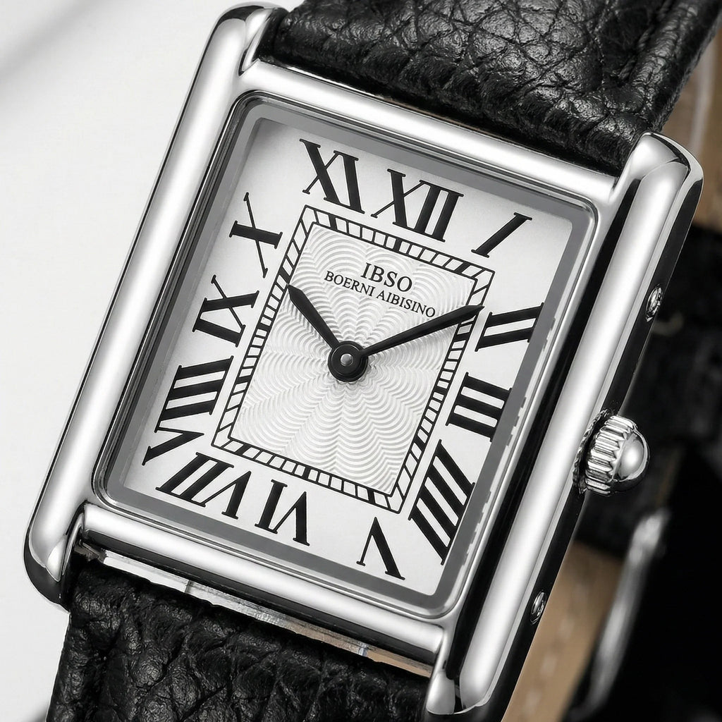IBSO Tank Square Leather Watch – Elegant Roman Dial